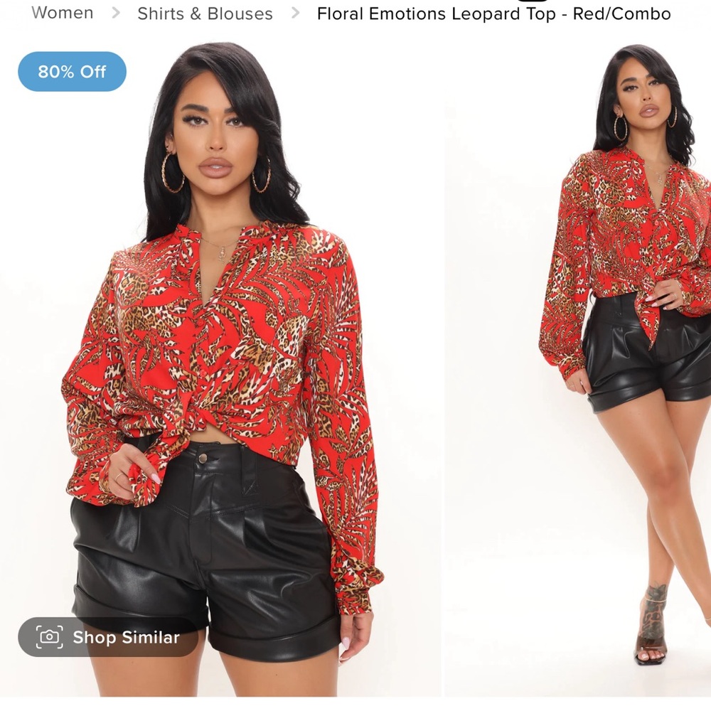 Fashion Nova Leopard top in red/combo